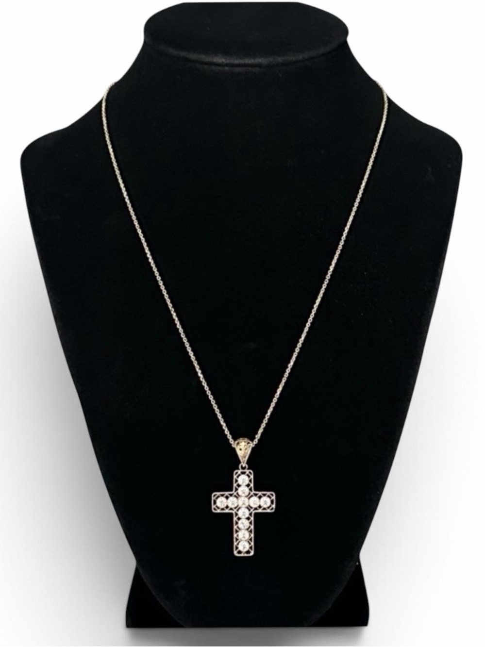 Lisa Robertson 18K Gold over 925 Sterling Silver Filigree Cross Pendant Necklace